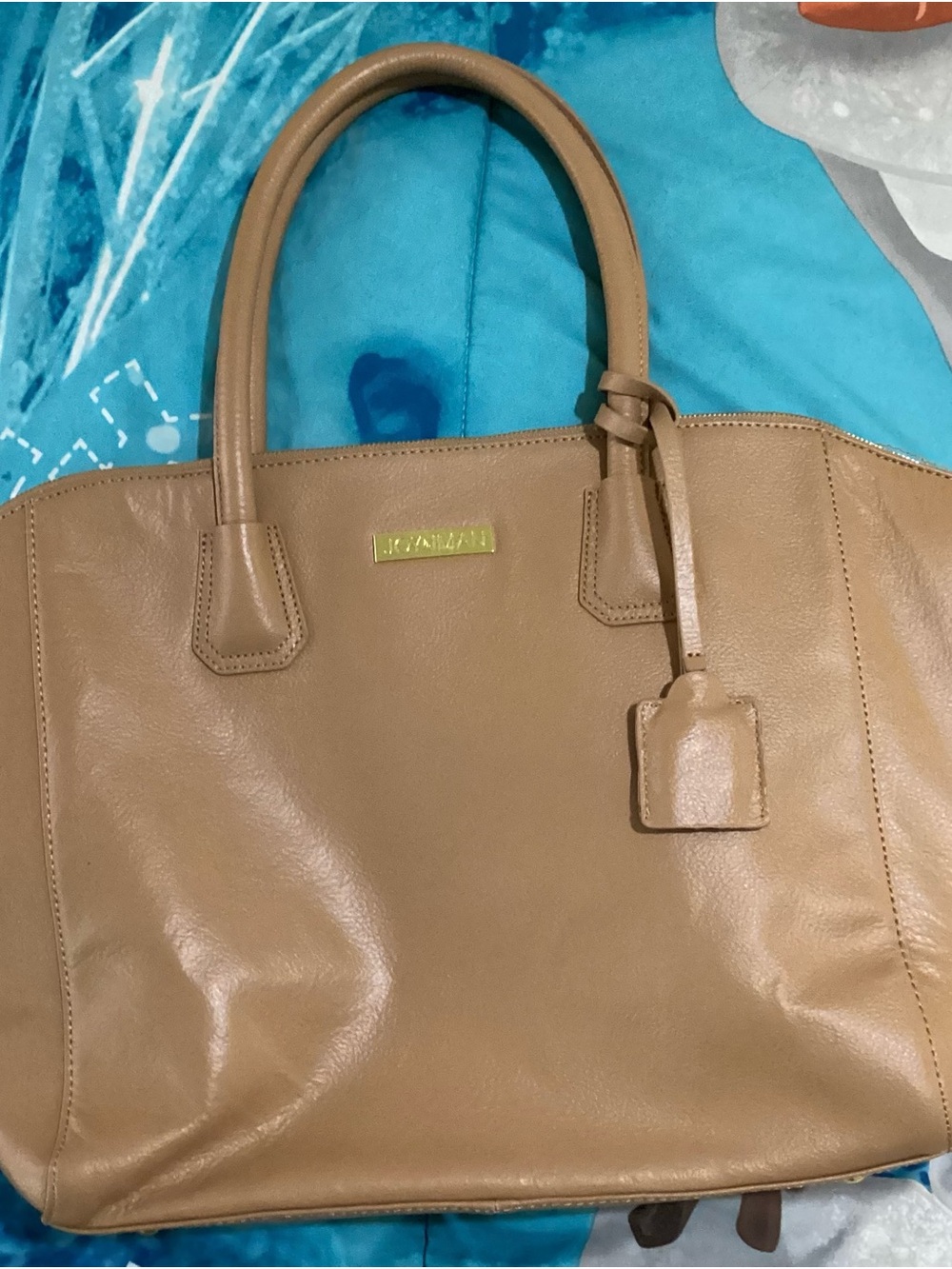 Joy iman Brand Tan Leather Tote Bag